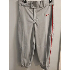 Nike Men's Vapor Baseball Knicker Pants Sz Small Gray Red Piped BQ6437-056 New